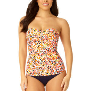 NWT Anne Cole Convertible Twist Front Swim Top Whirlpool Ditsy Size XS
